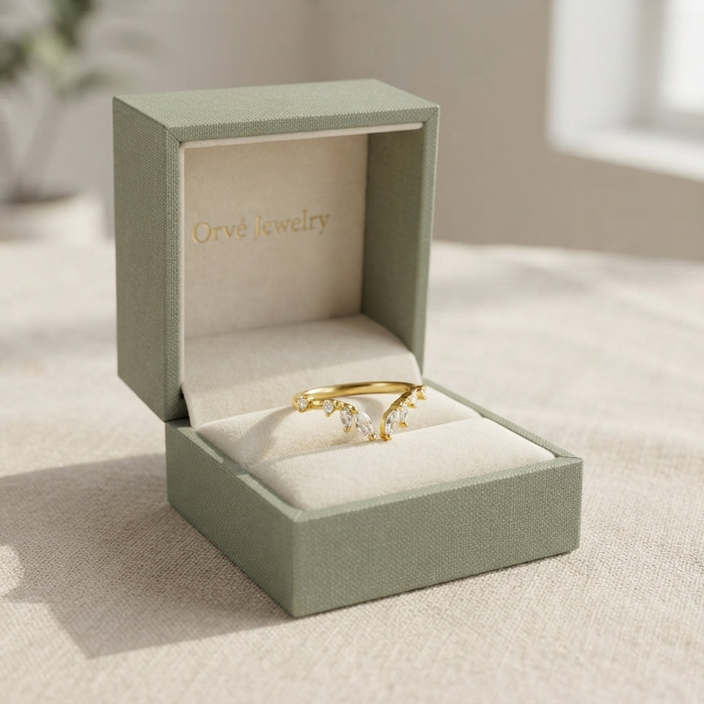 Peace Crystal Gold Vine Ring — 18K Gold Plated Nature-Inspired Ring