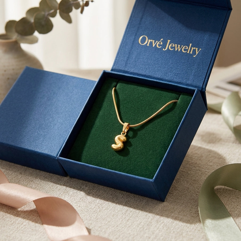 Bubble Letter Initial Necklace — Personalised Waterproof Gold Necklace