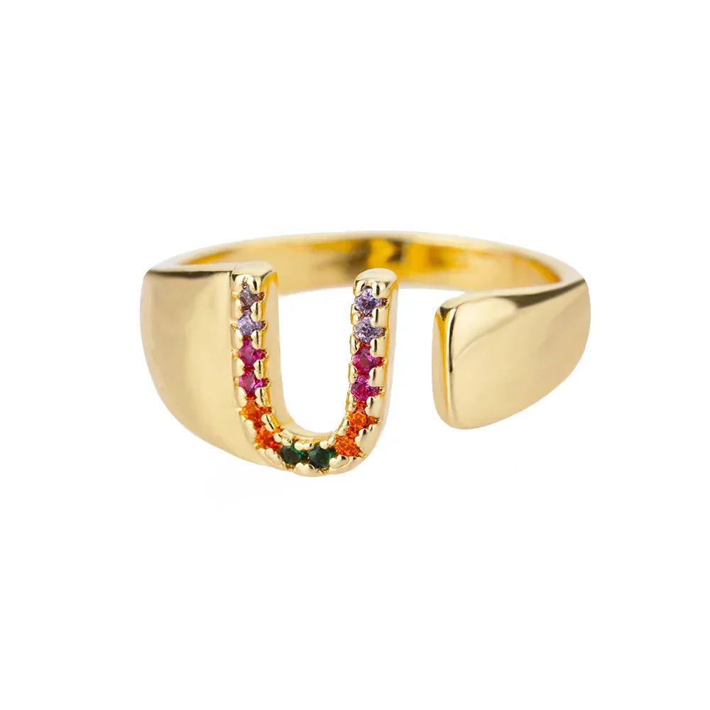 Unity Gold Initial Ring — Waterproof 18K Gold Plated Personalised Ring