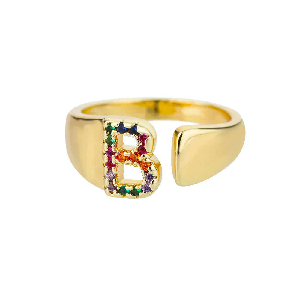 Bloom Gold Initial Ring — Waterproof 18K Gold Plated Personalised Ring