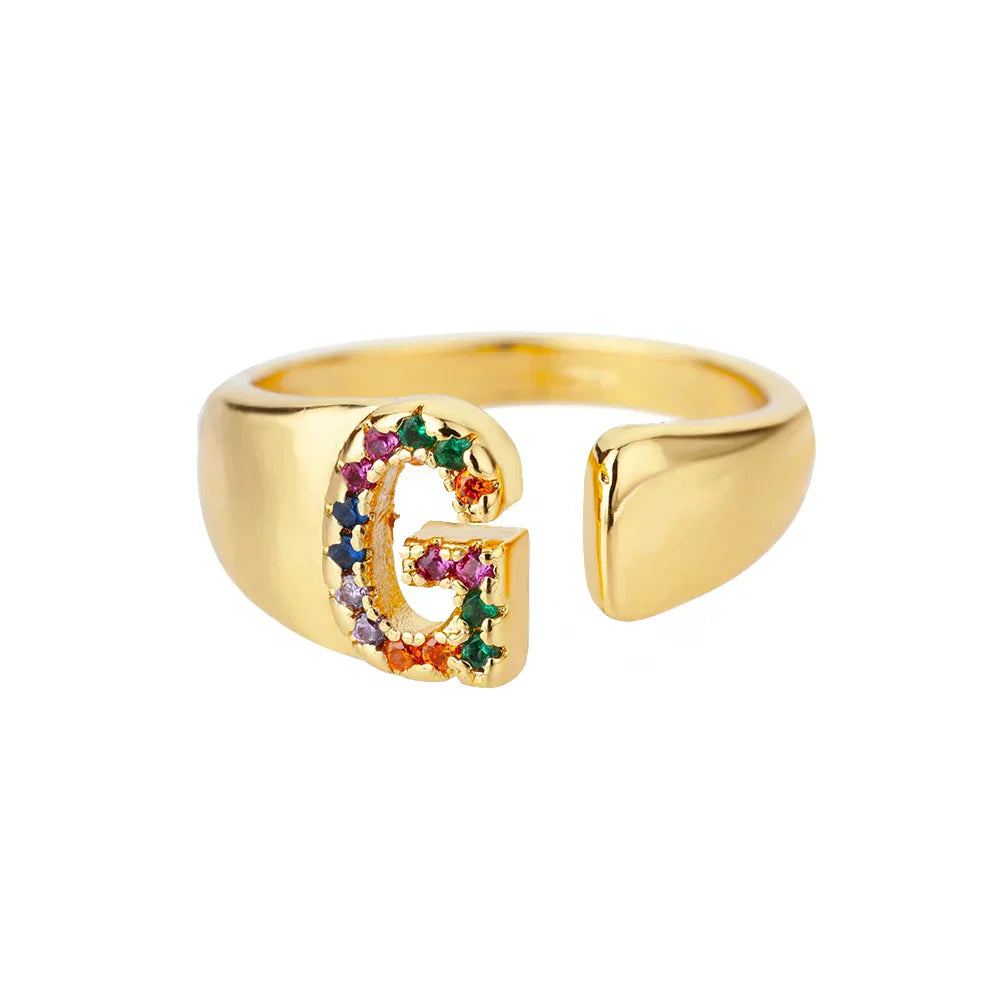 Grace Gold Initial Ring — Waterproof 18K Gold Plated Personalised Ring