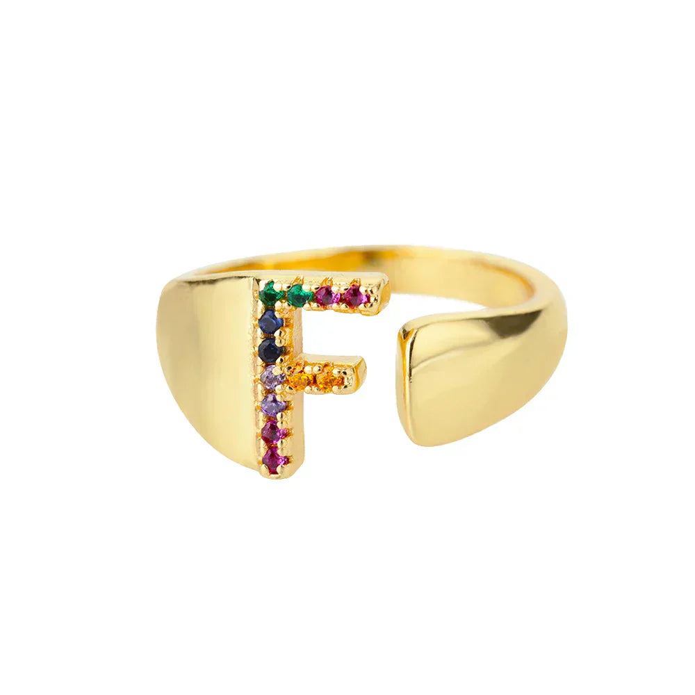 Faith Gold Initial Ring — Waterproof 18K Gold Plated Personalised Ring
