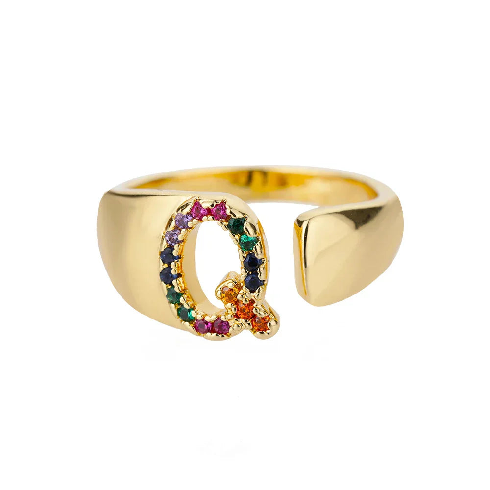 Quest Gold Initial Ring — Waterproof 18K Gold Plated Personalised Ring