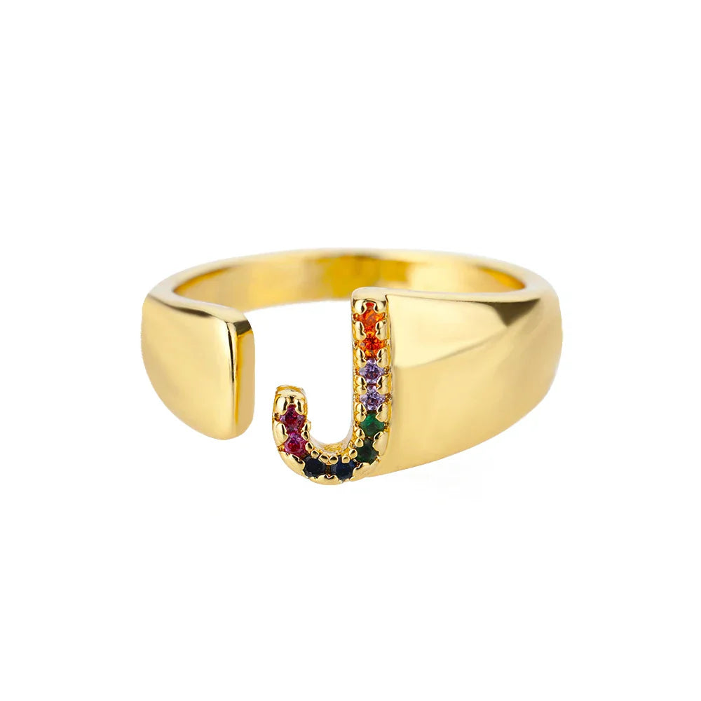 Joy Gold Initial Ring — Waterproof 18K Gold Plated Personalised Ring