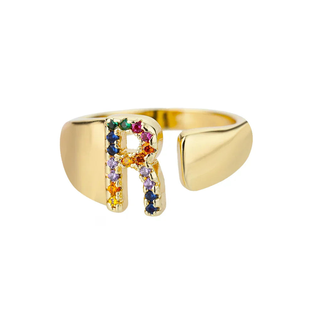 Rise Gold Initial Ring — Waterproof 18K Gold Plated Personalised Ring