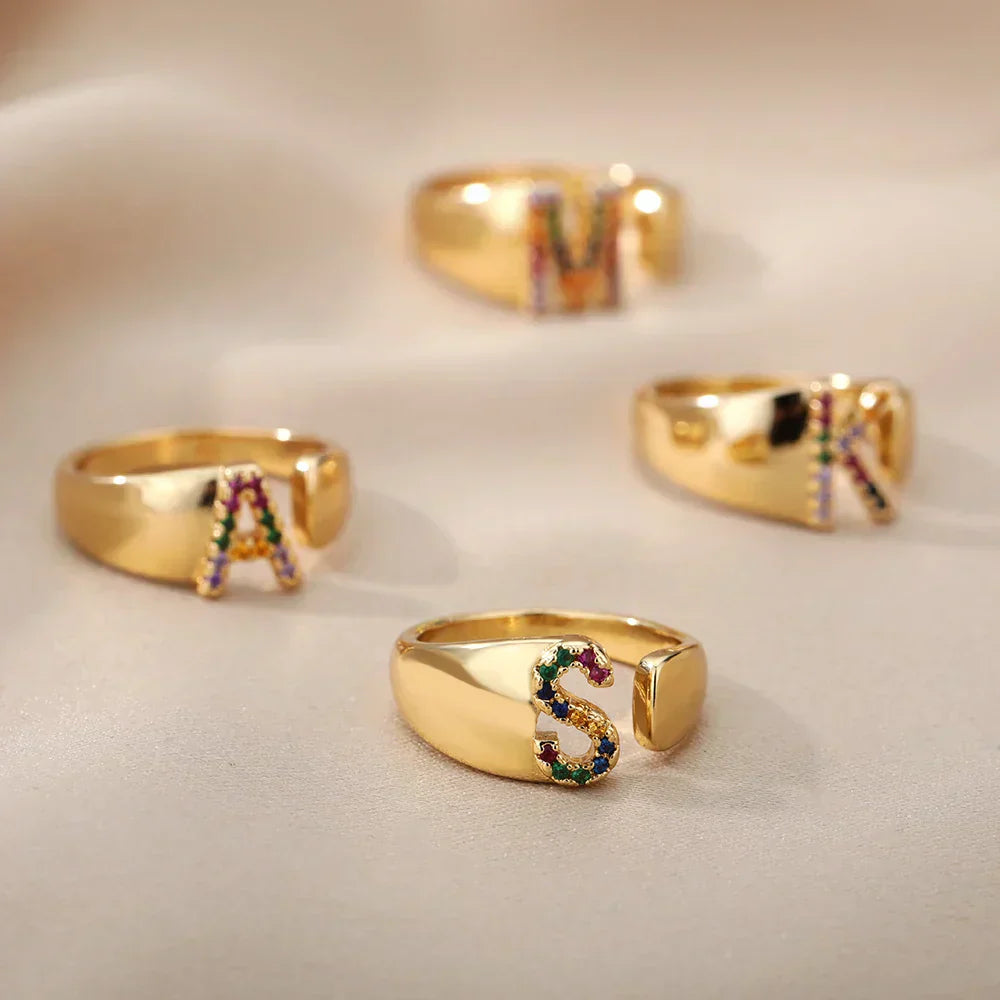 Calm Gold Initial Ring — Waterproof 18K Gold Plated Personalised Ring