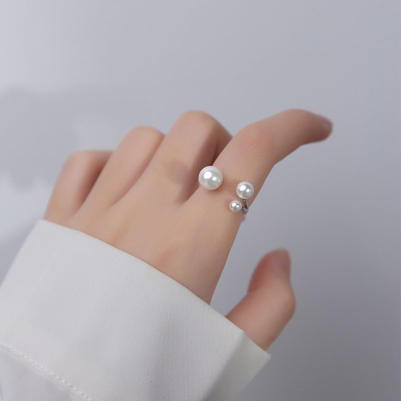 Adjustable Triple Freshwater Pearl Ring — 18K Gold PVD Sterling Silver Ring