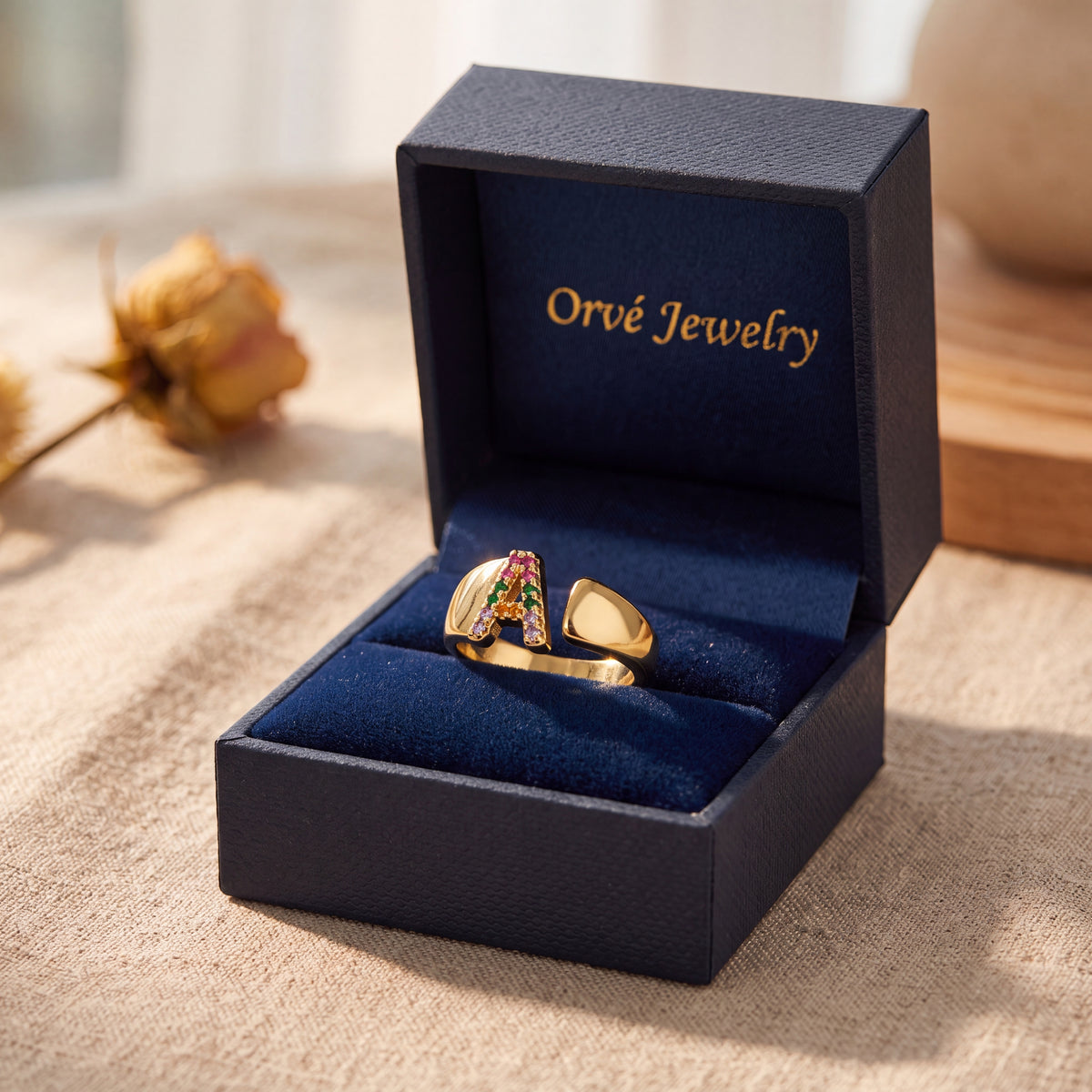 Aura Gold Initial Ring — Waterproof 18K Gold Plated Personalised Ring