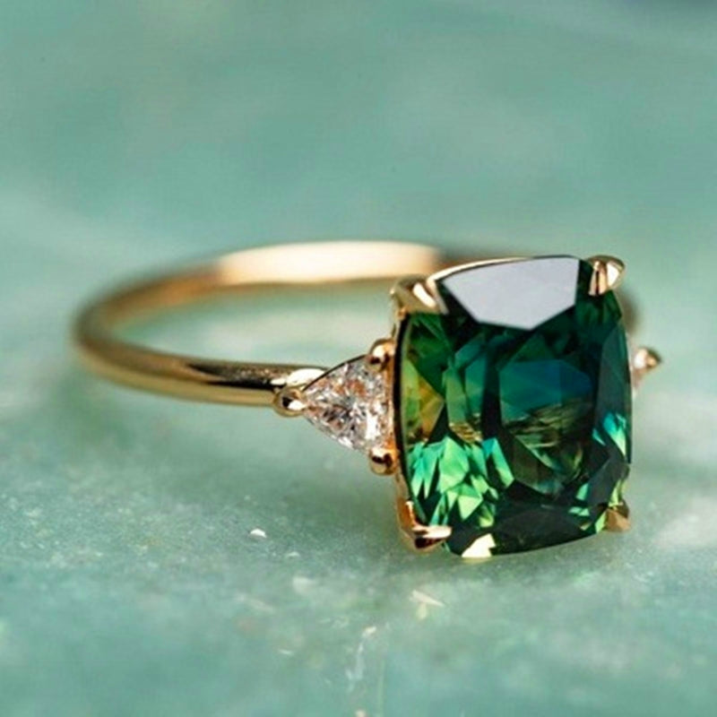 Luck Green Zircon Ring in Gold — Vibrant Gemstone Stacking Ring