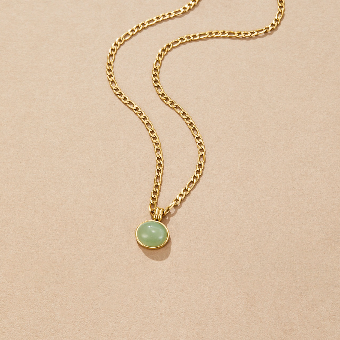 Liza Jade Pendant Necklace — Waterproof Green Stone Gold Necklace