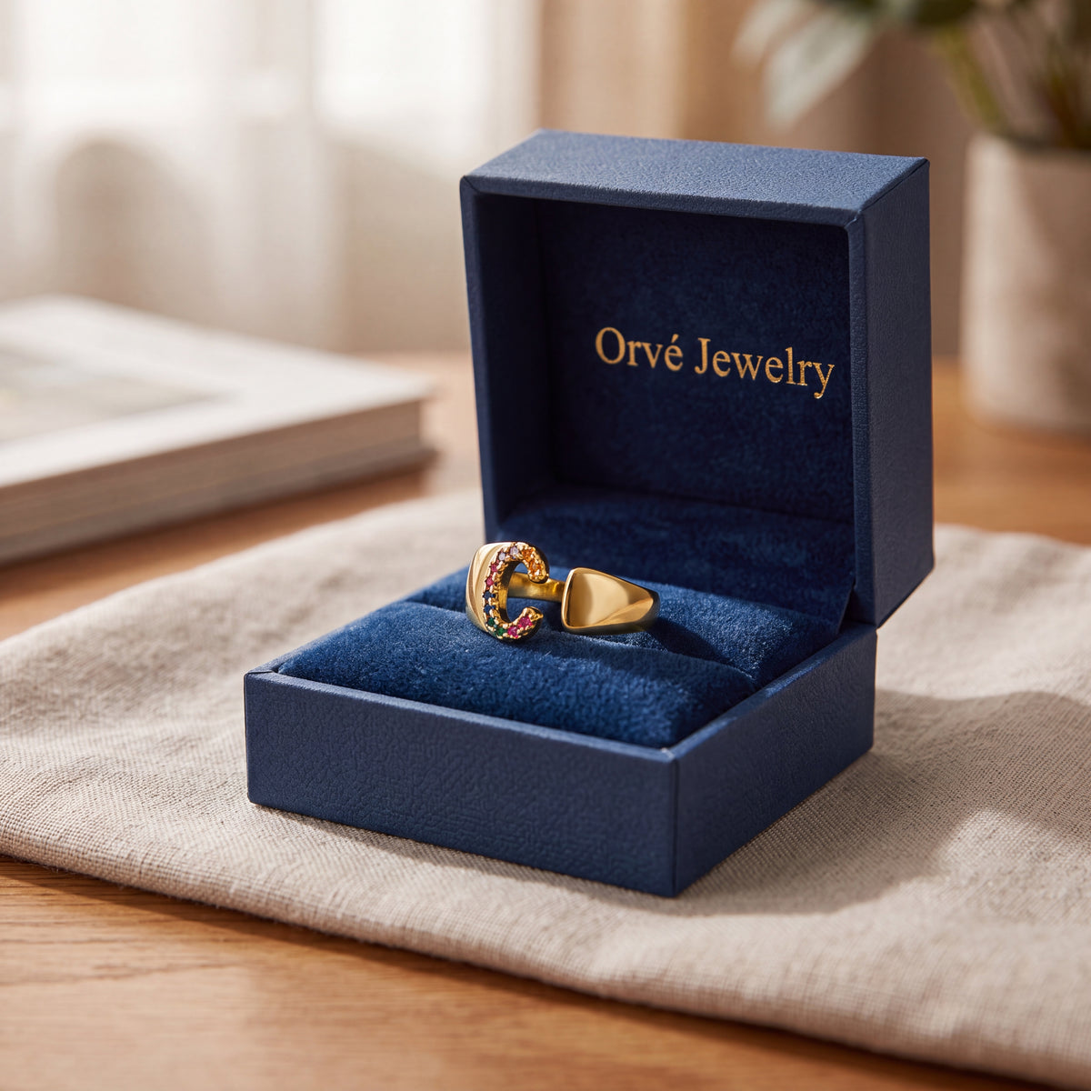 Calm Gold Initial Ring — Waterproof 18K Gold Plated Personalised Ring