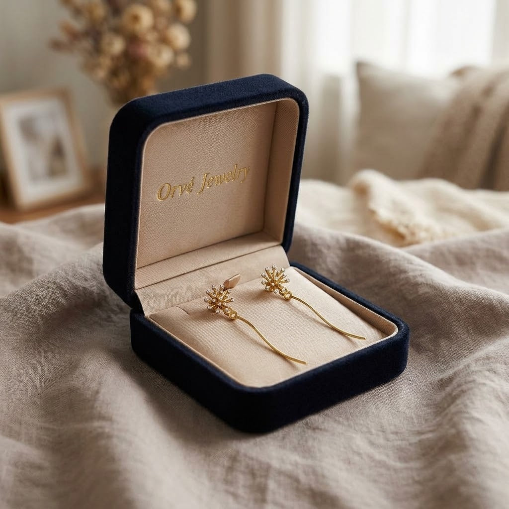 Wish Dandelion Drop Earrings — Nature-Inspired Gold Statement Earrings