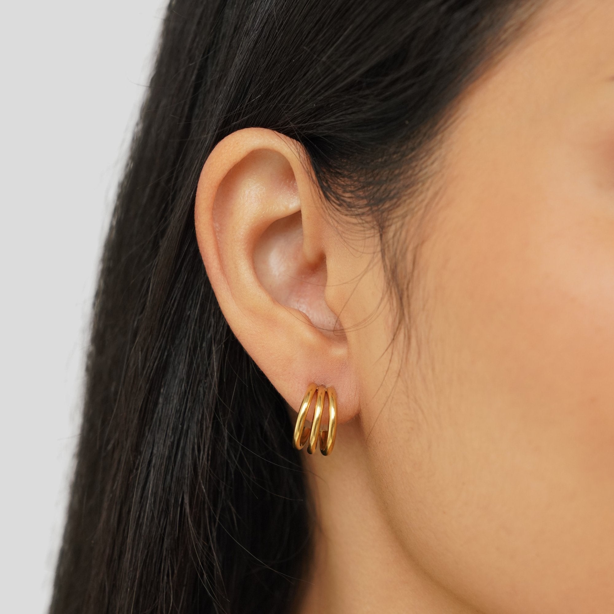 Ana Triple Gold Hoop Earrings — Minimalist Everyday Jewelry