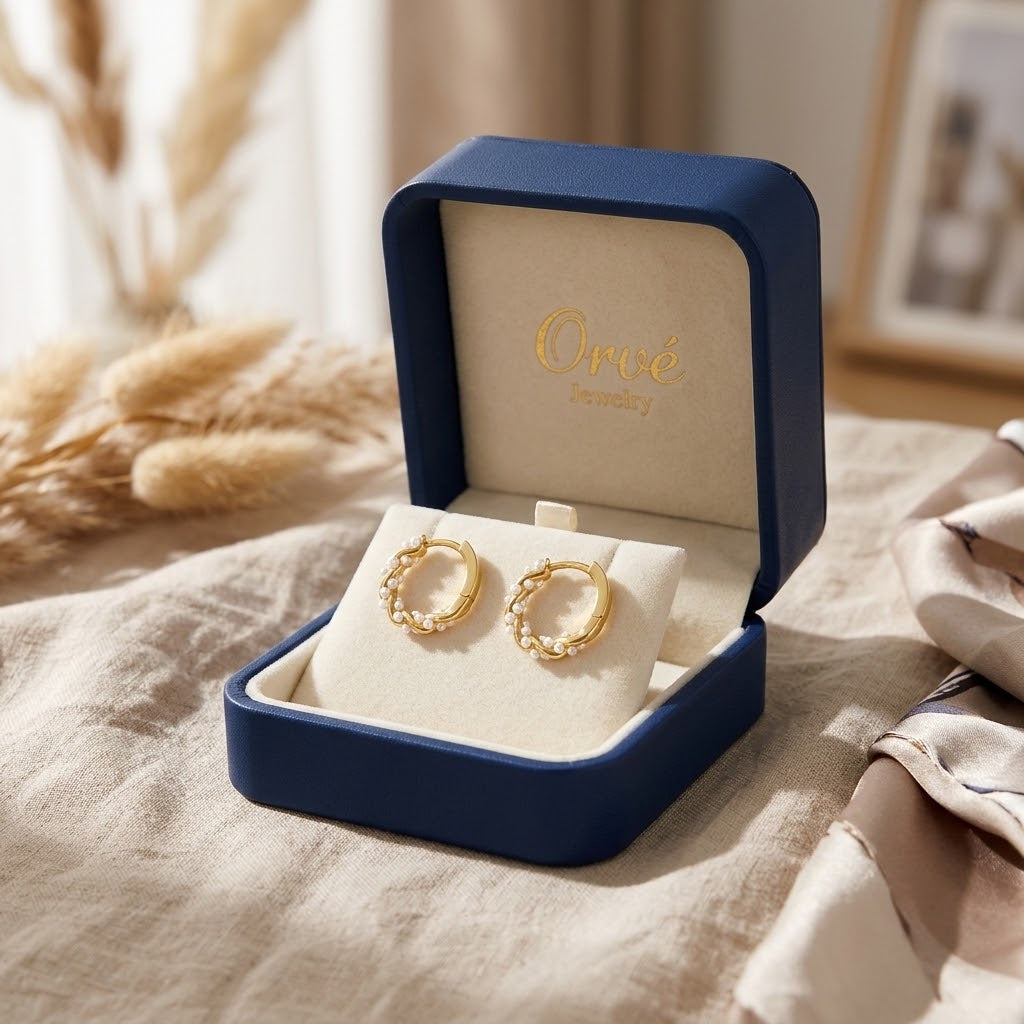 Vale Pearl Hoop Earrings — Classic Gold Hoops with Pearl Detail