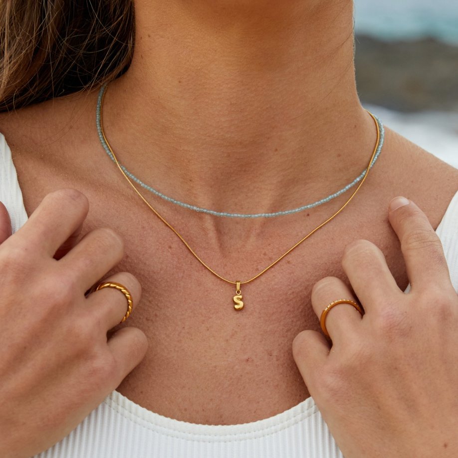 Bubble Letter Initial Necklace — Personalised Waterproof Gold Necklace