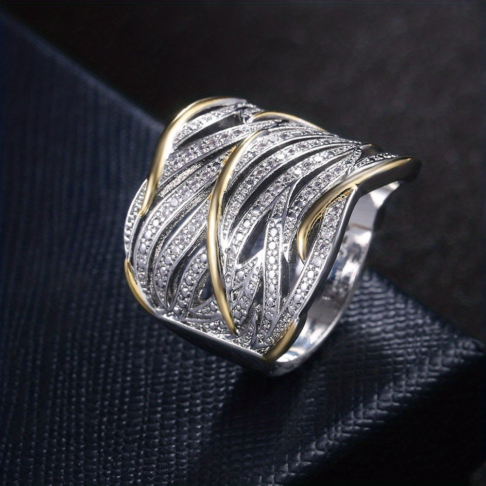 Elegant Multi-Layer Twisted Ring — Waterproof Zirconia Stacking Ring