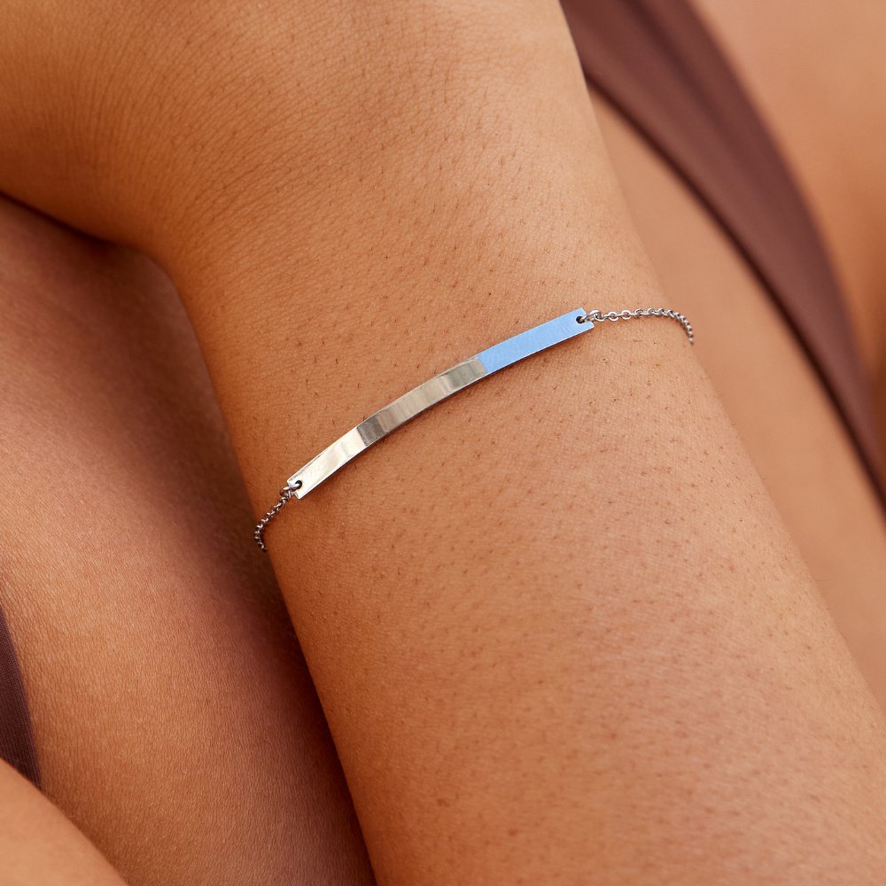 Cara Silver Bracelet — Waterproof Engraved Minimalist Everyday Bracelet