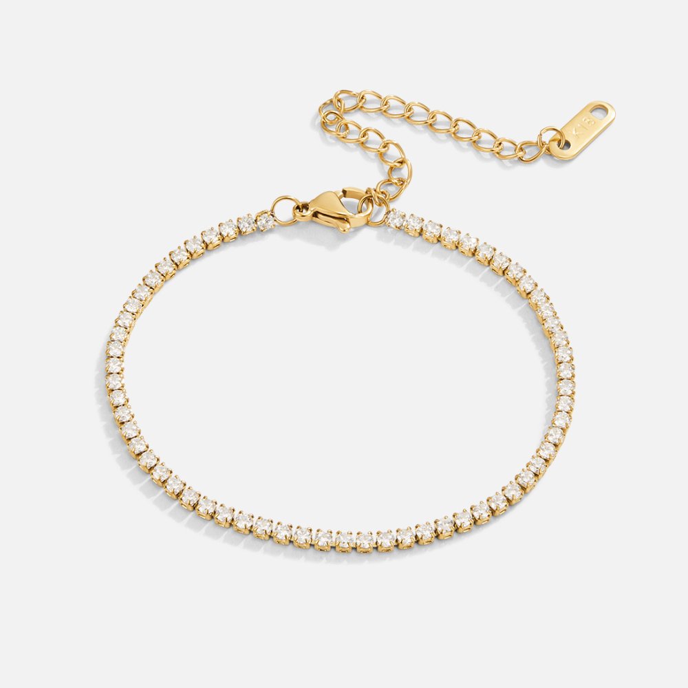 Cordelia Crystal Tennis Bracelet — Adjustable Gold Statement Piece