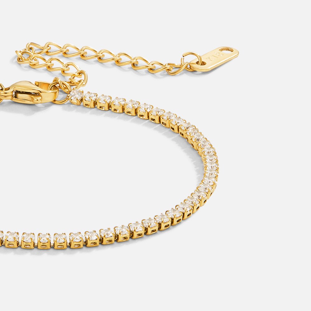 Cordelia Crystal Tennis Bracelet — Adjustable Gold Statement Piece