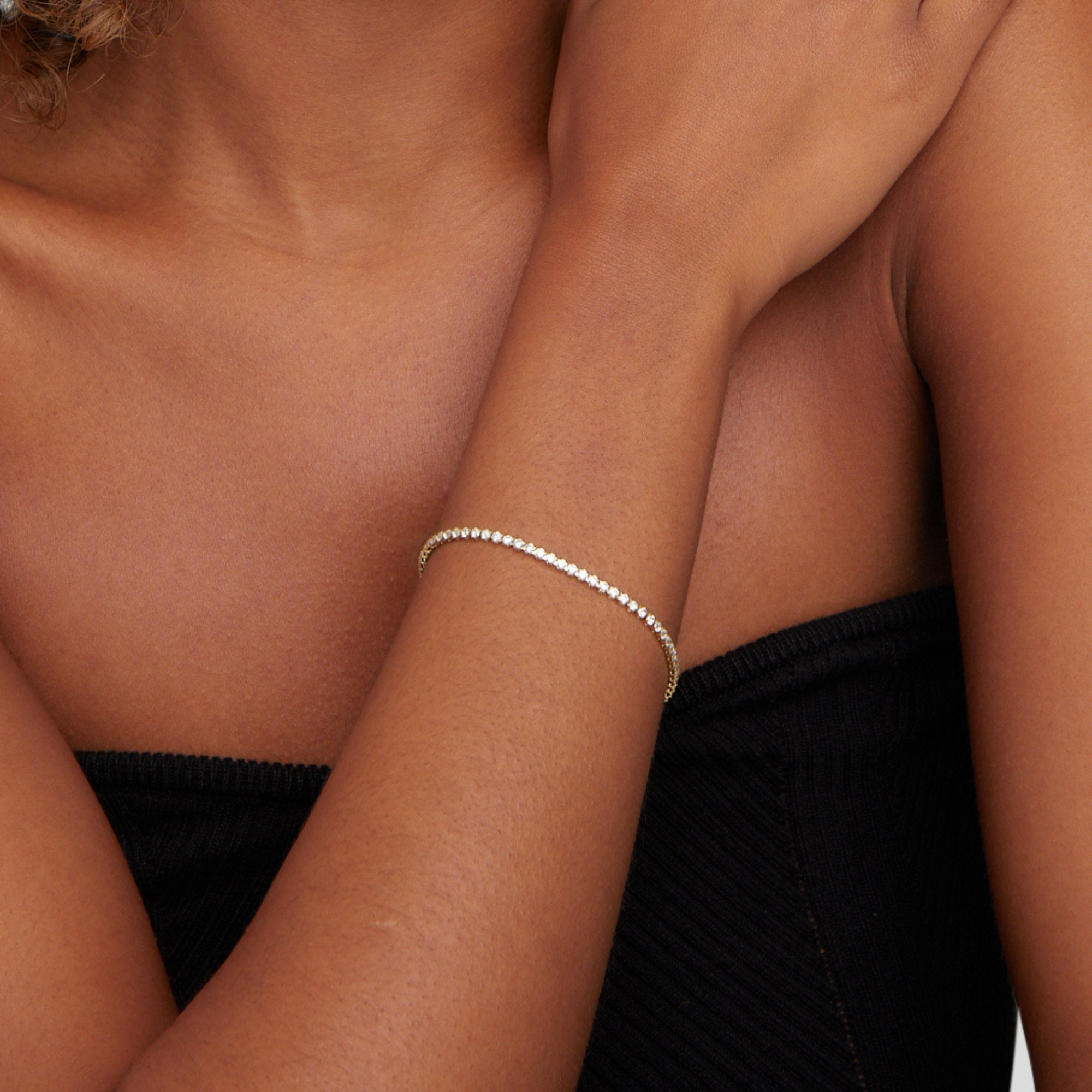 Cordelia Crystal Tennis Bracelet — Adjustable Gold Statement Piece