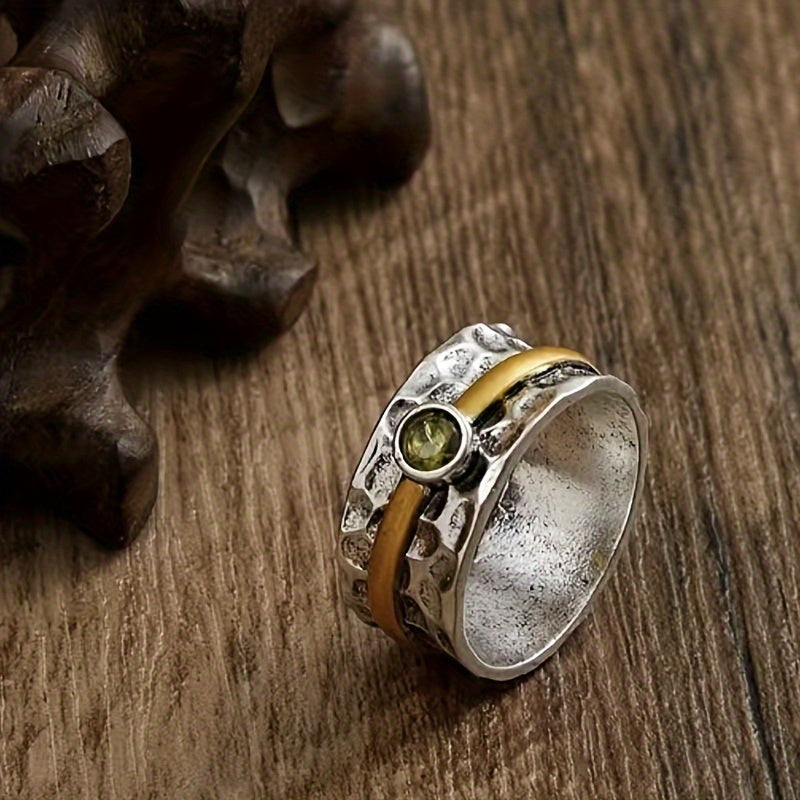 Elegant Green Zirconia Ring — Waterproof Gemstone Statement Ring
