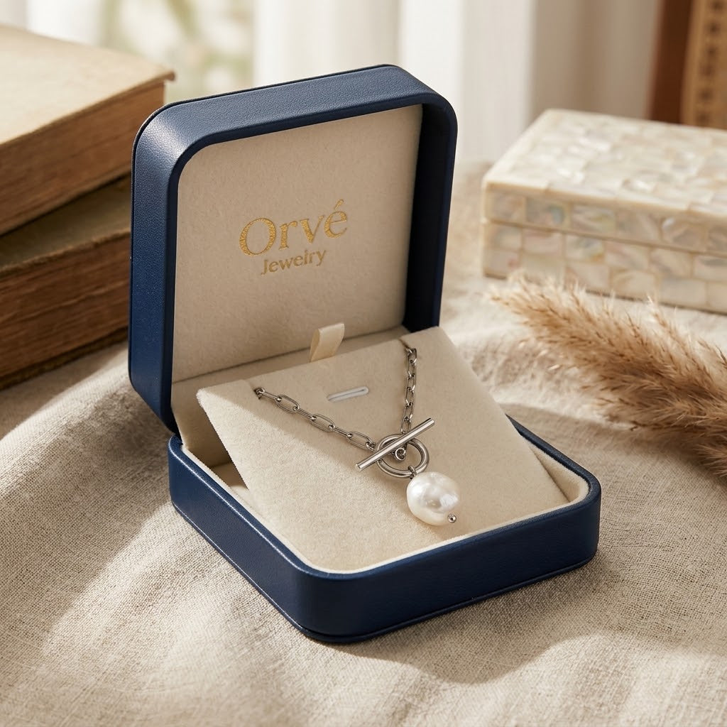 Eva Freshwater Pearl Silver Necklace — Waterproof Toggle Clasp Pearl Necklace