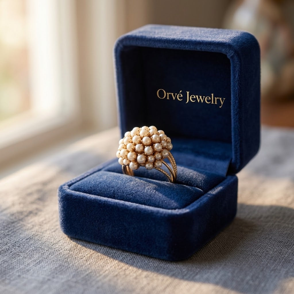 Bush Inlaid Pearl Ring — Waterproof Floral Pearl Statement Ring