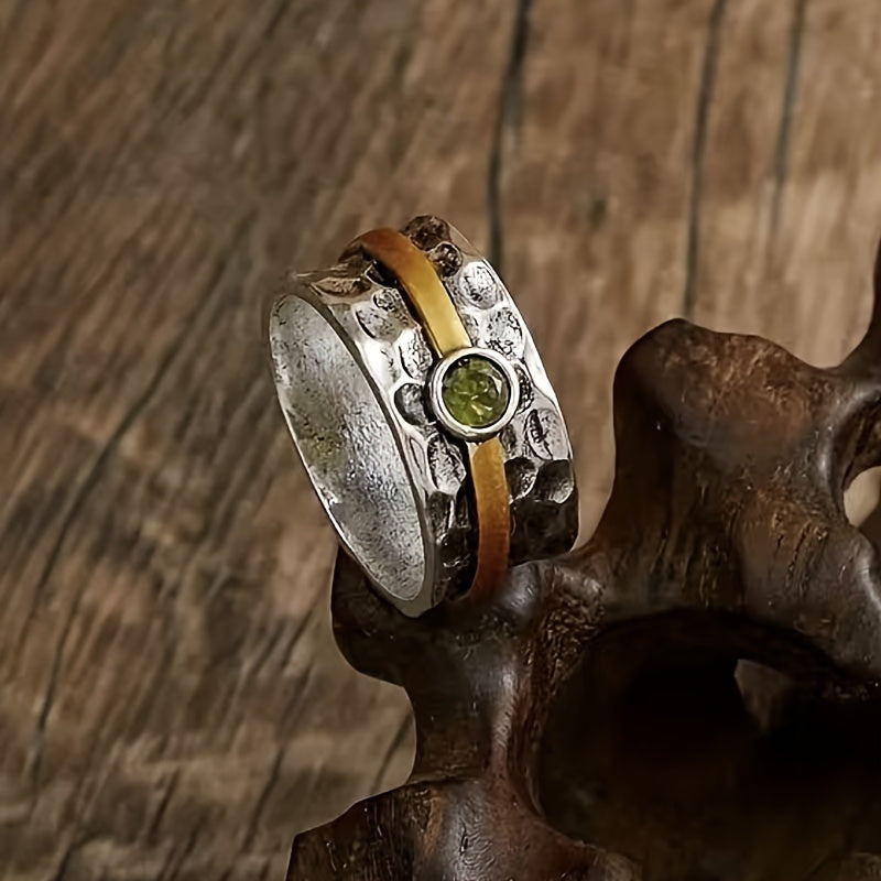 Elegant Green Zirconia Ring — Waterproof Gemstone Statement Ring