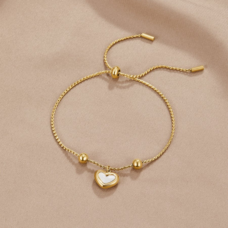 Everlasting Heart Bracelet — Pearl Shell & Gold Love Bracelet