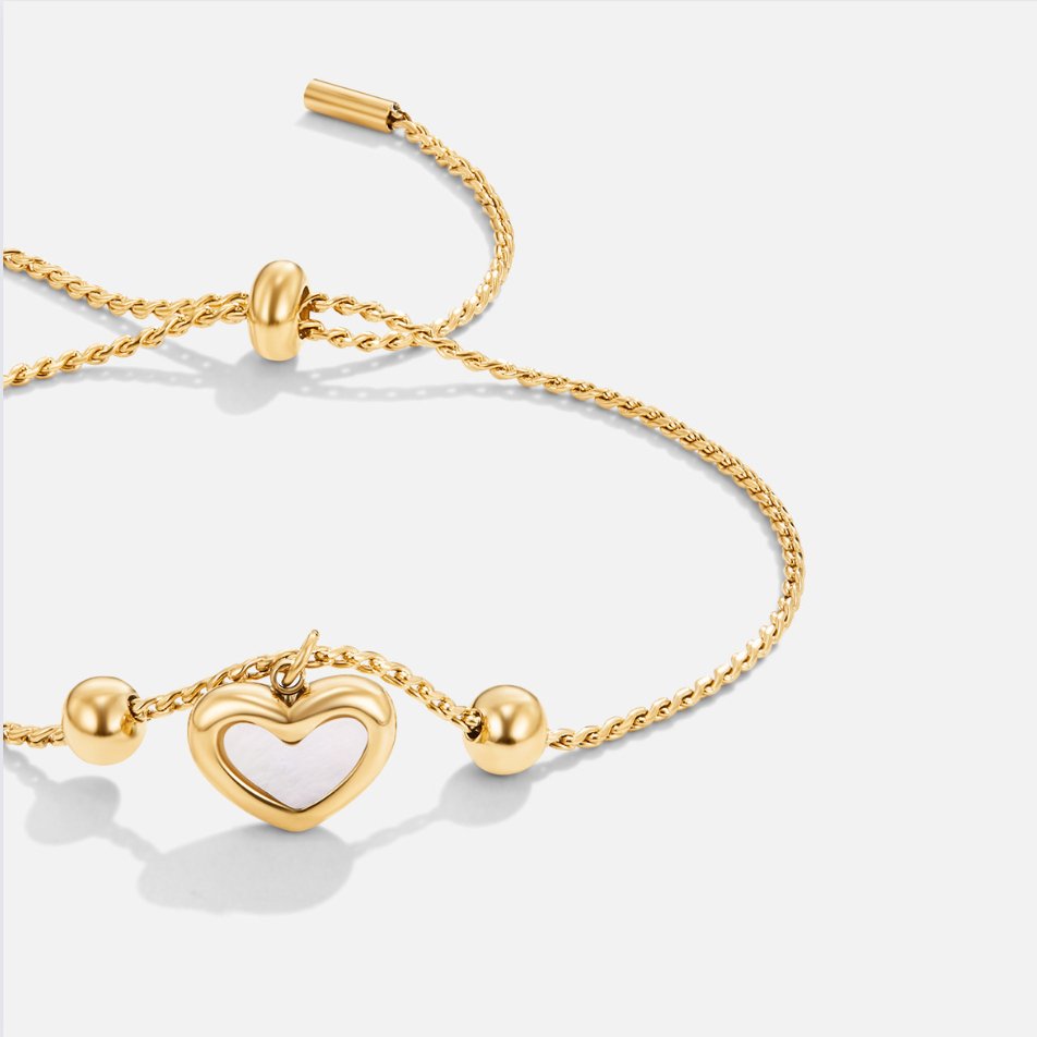 Everlasting Heart Bracelet — Pearl Shell & Gold Love Bracelet