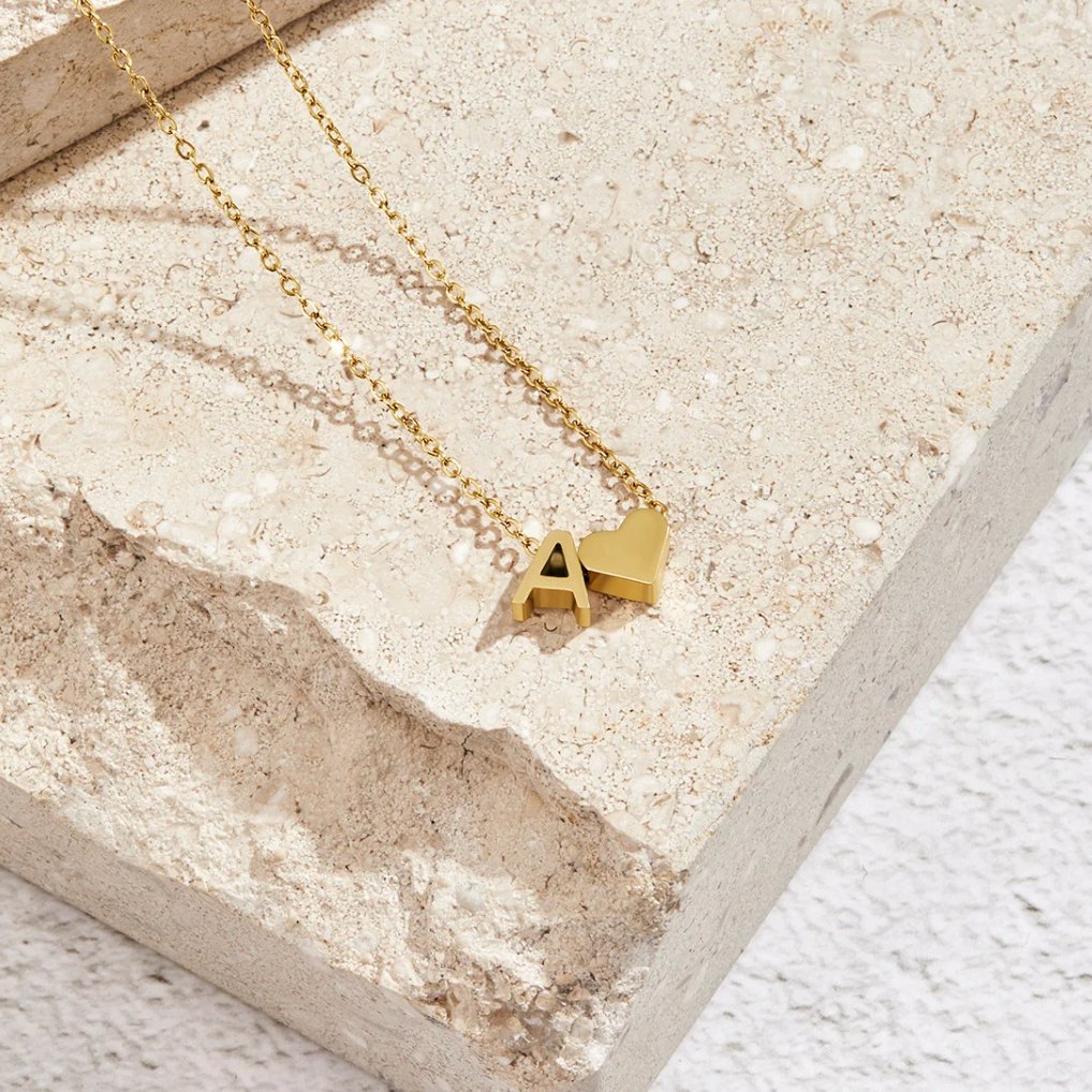 Everlasting Heart Initial Necklace — Personalised Waterproof Gold Necklace