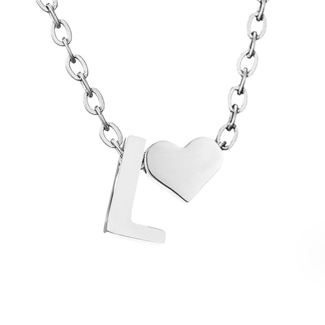 Forever Love & Letter Silver Necklace — Personalised Waterproof Initial Necklace