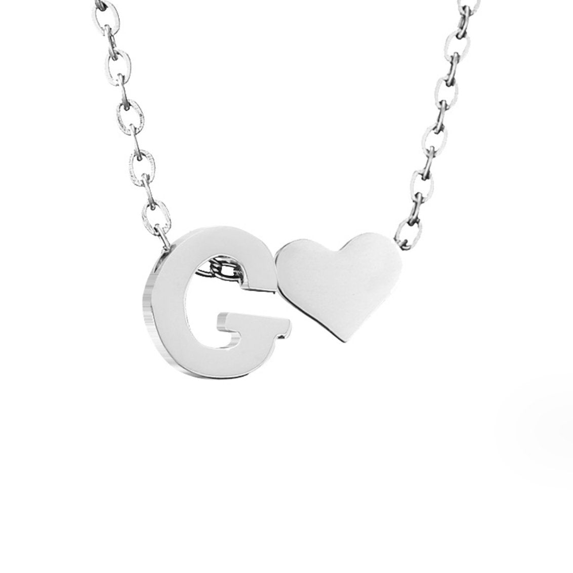 Forever Love & Letter Silver Necklace — Personalised Waterproof Initial Necklace