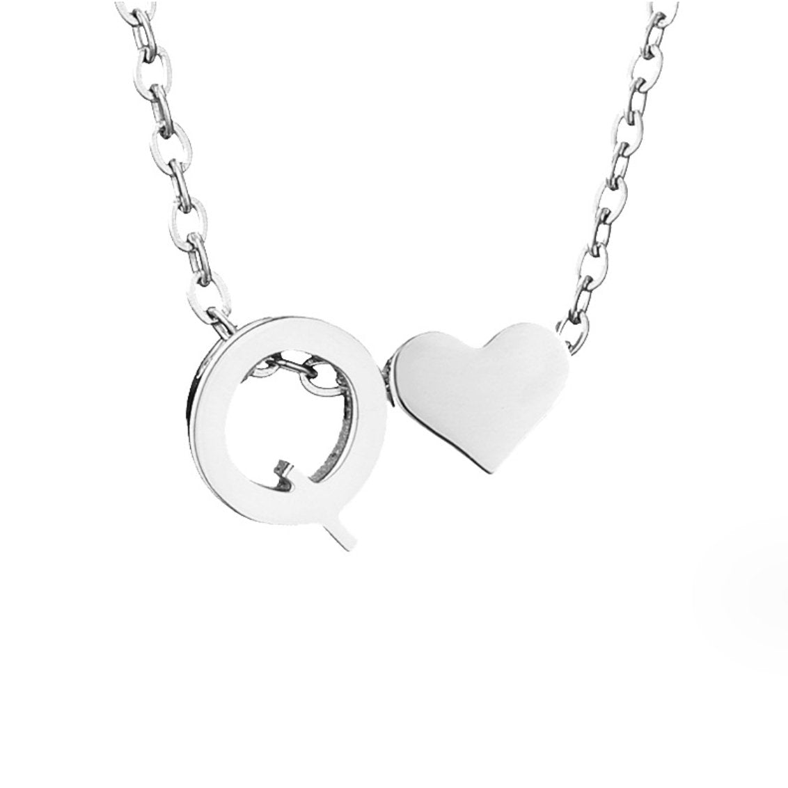 Forever Love & Letter Silver Necklace — Personalised Waterproof Initial Necklace