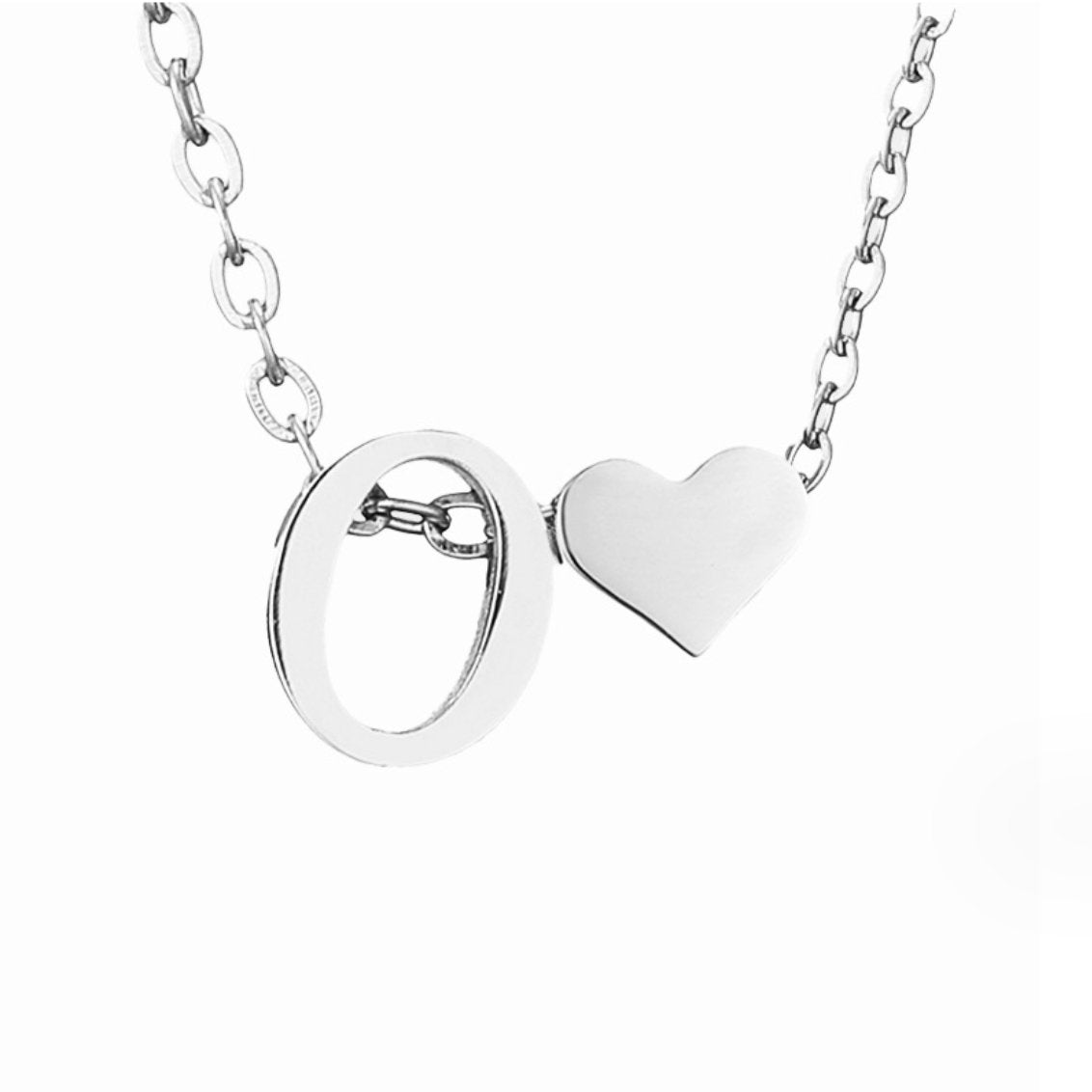 Forever Love & Letter Silver Necklace — Personalised Waterproof Initial Necklace