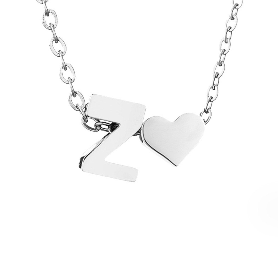 Forever Love & Letter Silver Necklace — Personalised Waterproof Initial Necklace