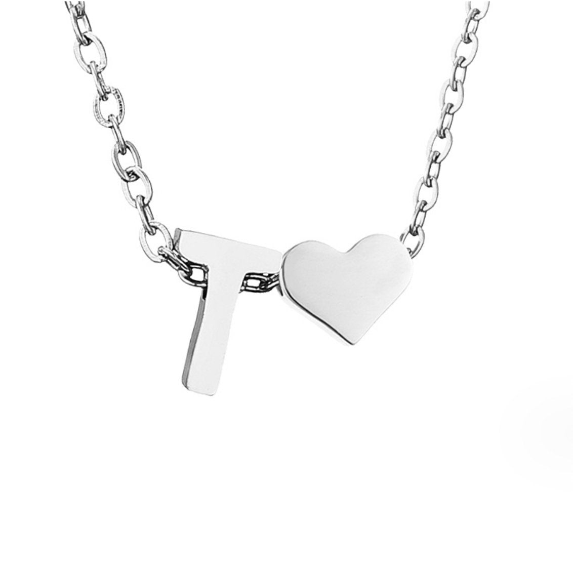 Forever Love & Letter Silver Necklace — Personalised Waterproof Initial Necklace