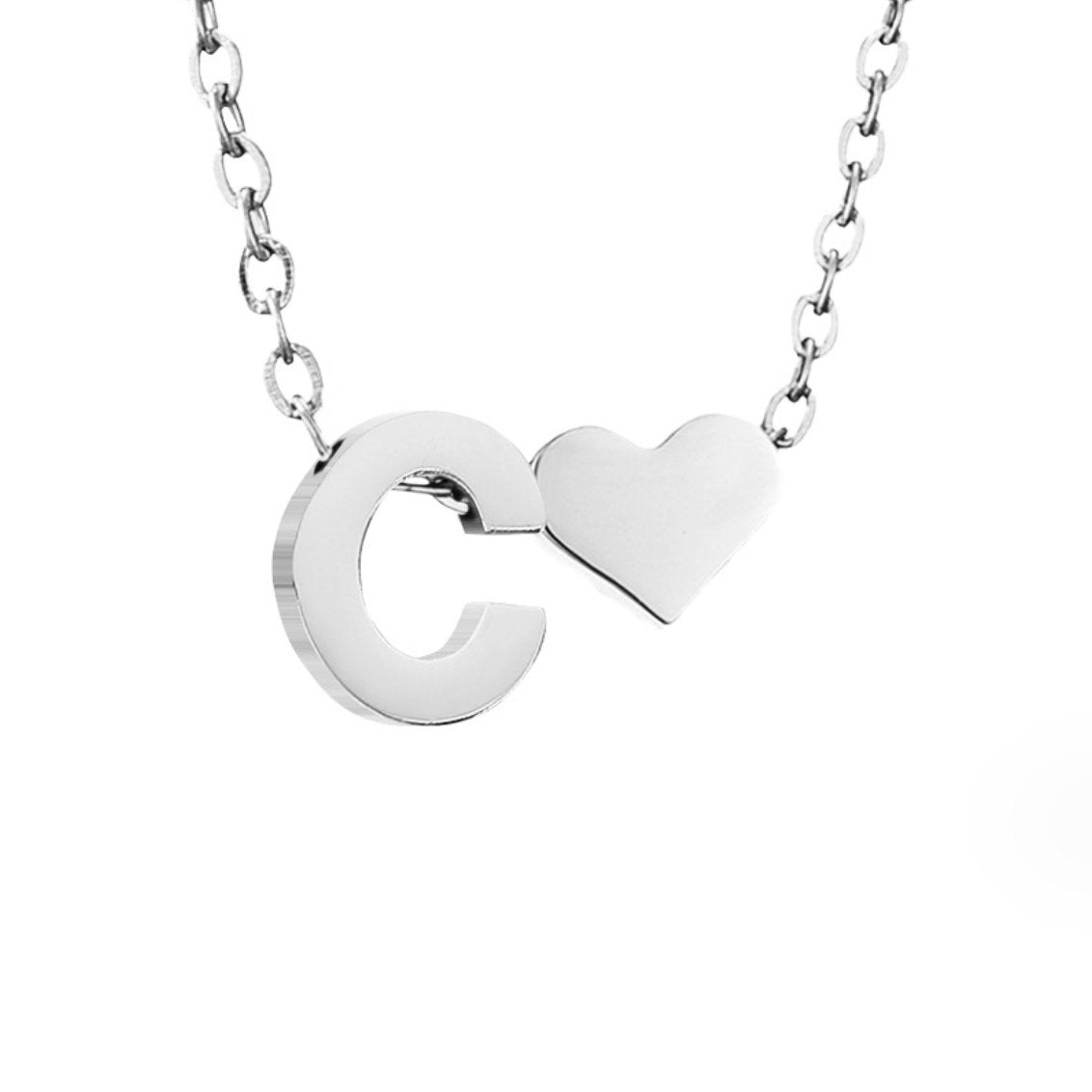 Forever Love & Letter Silver Necklace — Personalised Waterproof Initial Necklace