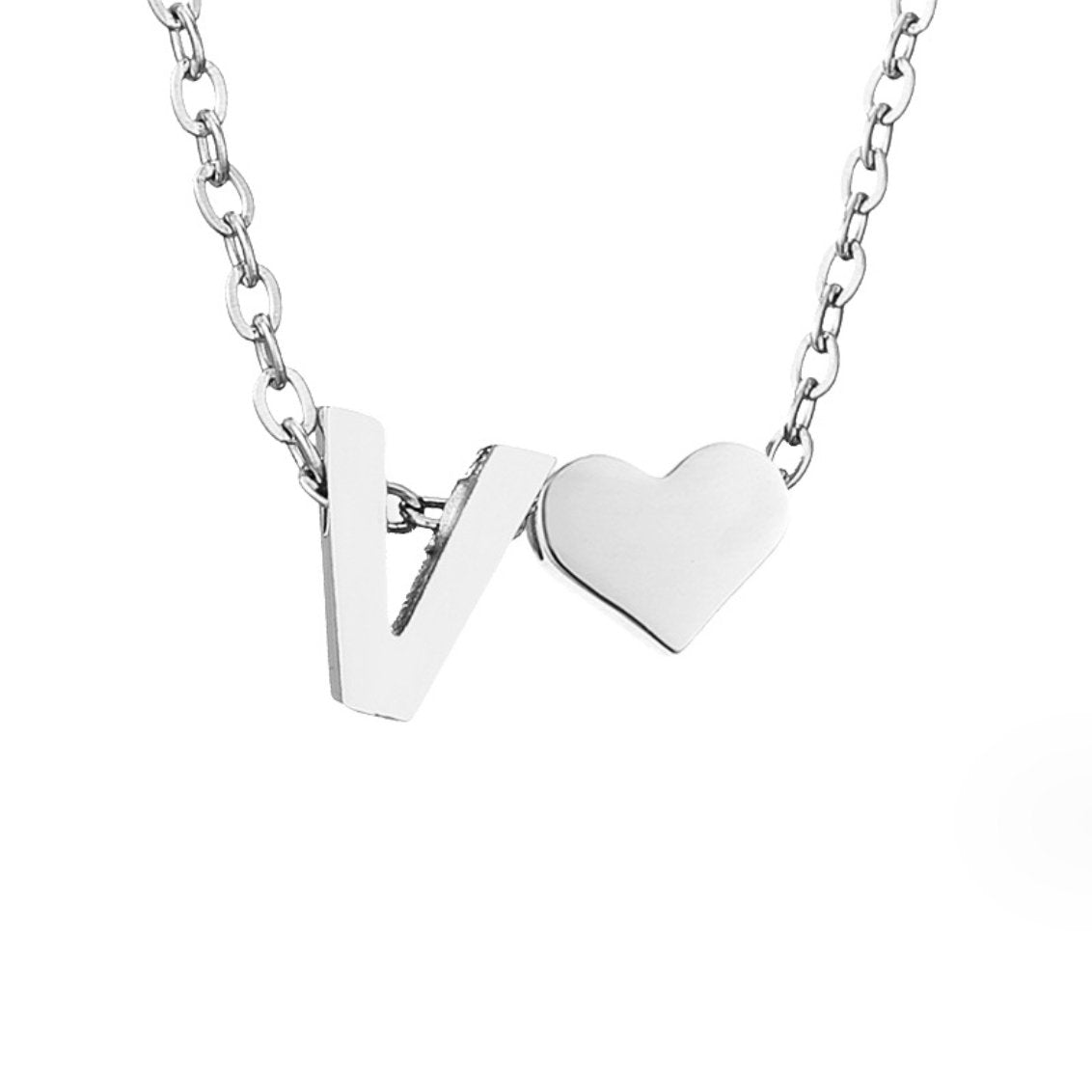 Forever Love Silver Necklace — Personalised Waterproof Initial Pendant Necklace