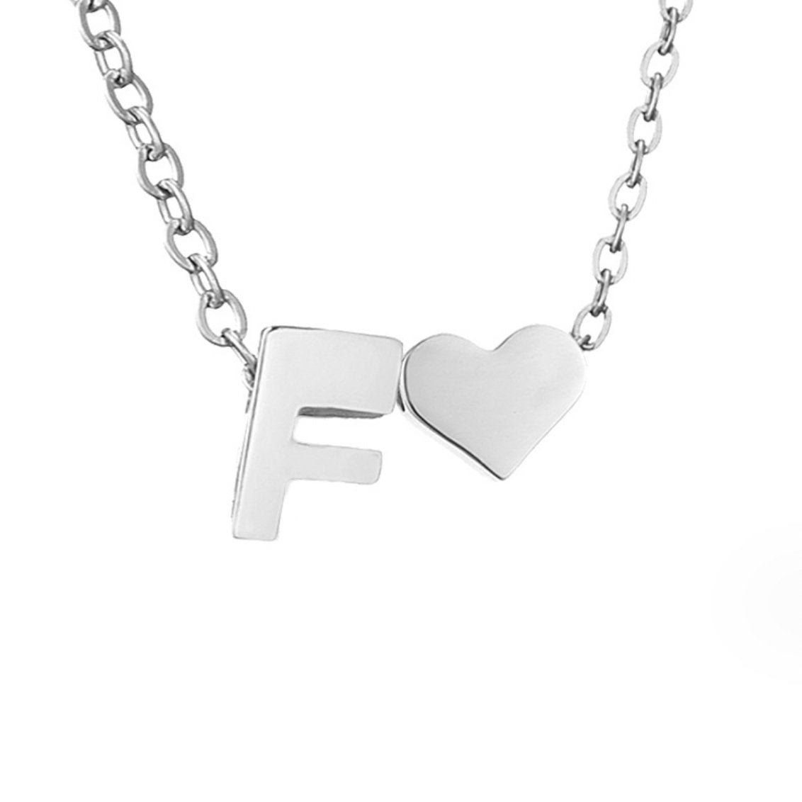Forever Love & Letter Silver Necklace — Personalised Waterproof Initial Necklace