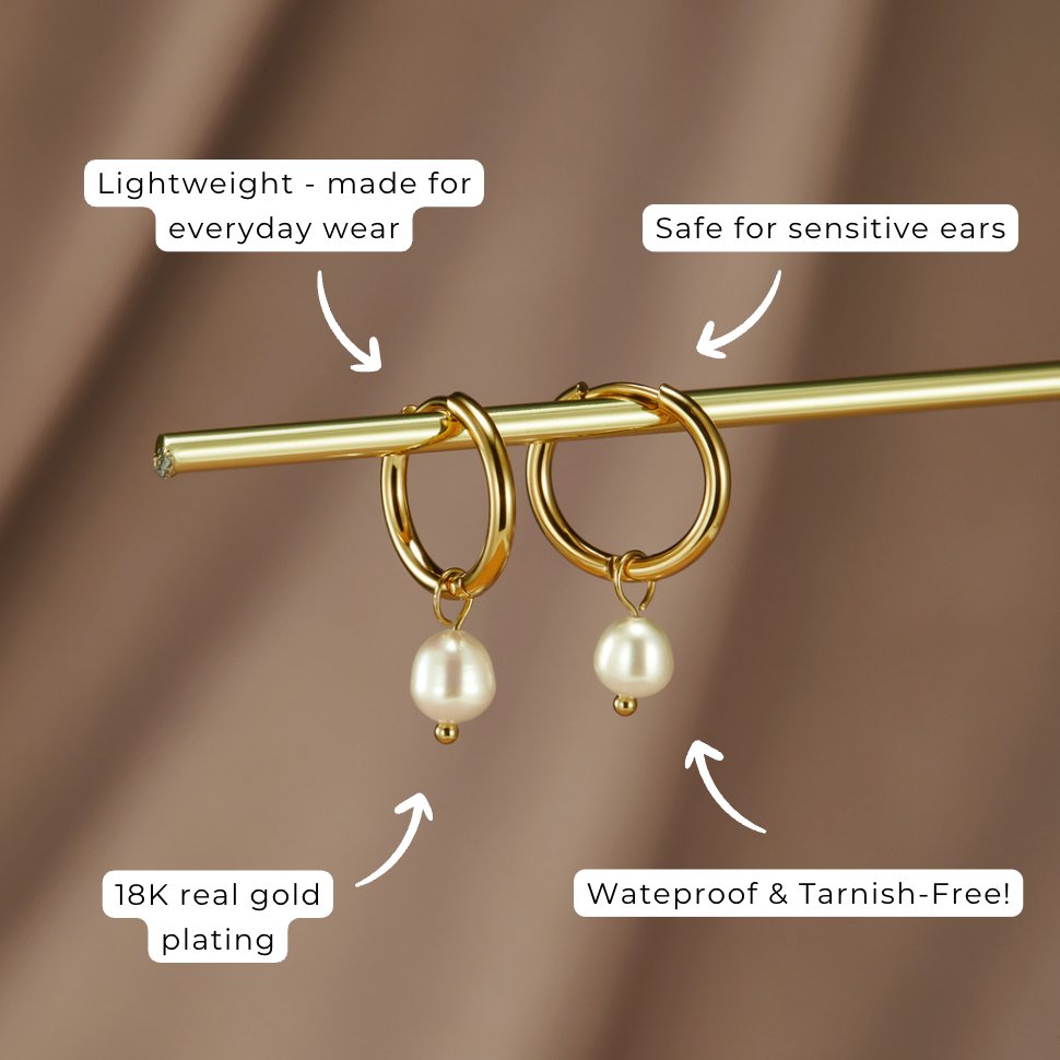 Bella Freshwater Pearl Hoop Earrings — Elegant Everyday Drop Earrings