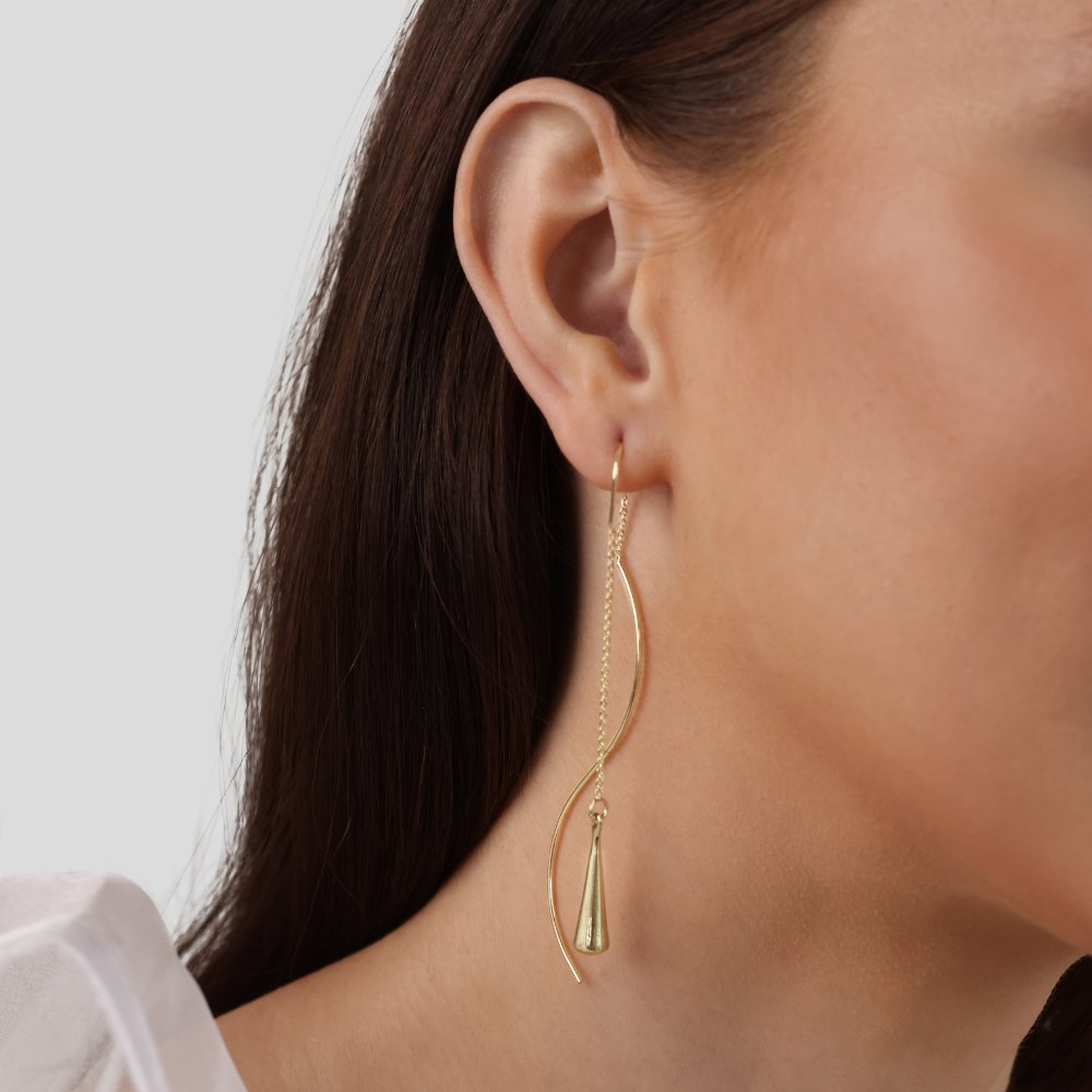 Golden Teardrop Tassel Earrings — Elegant Waterproof Drop Earrings