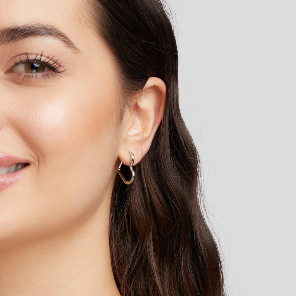 Heart Silver Hoop Earrings — Waterproof Romantic Everyday Hoops