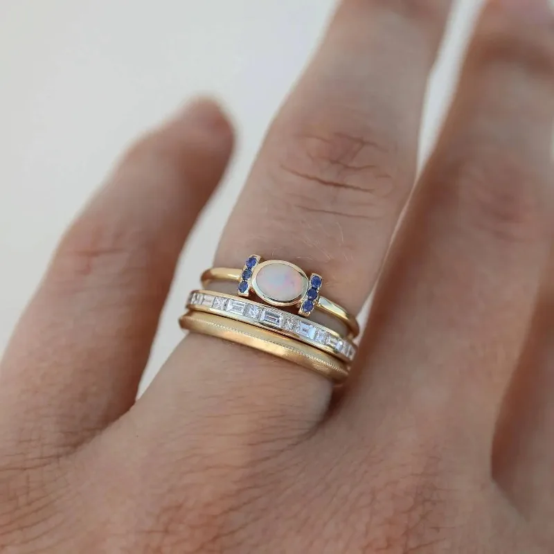 Oprah Vintage Gold Opal Ring Set — Waterproof Iridescent Stacking Set