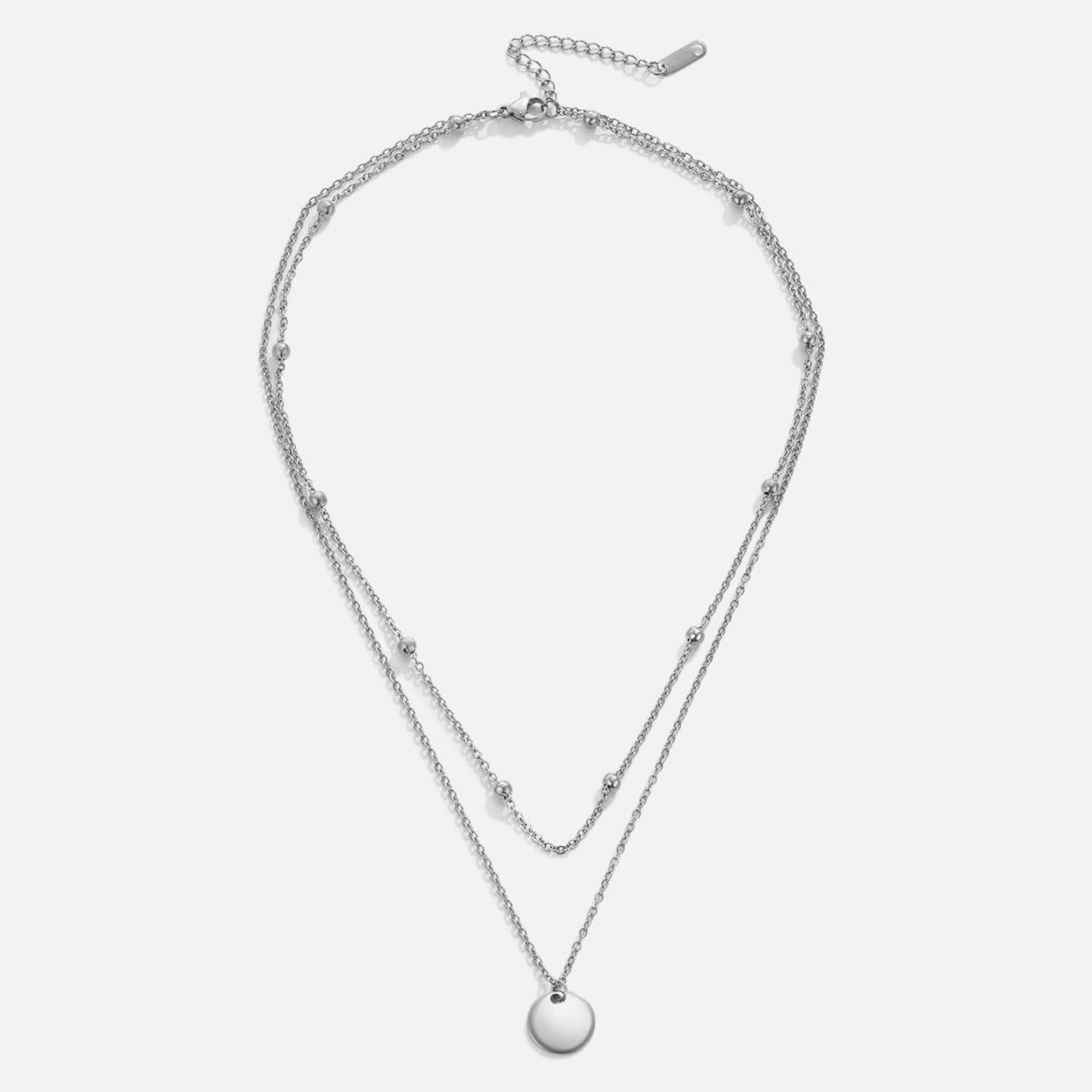 Layered Disc Necklace — Waterproof Minimalist Everyday Pendant Necklace