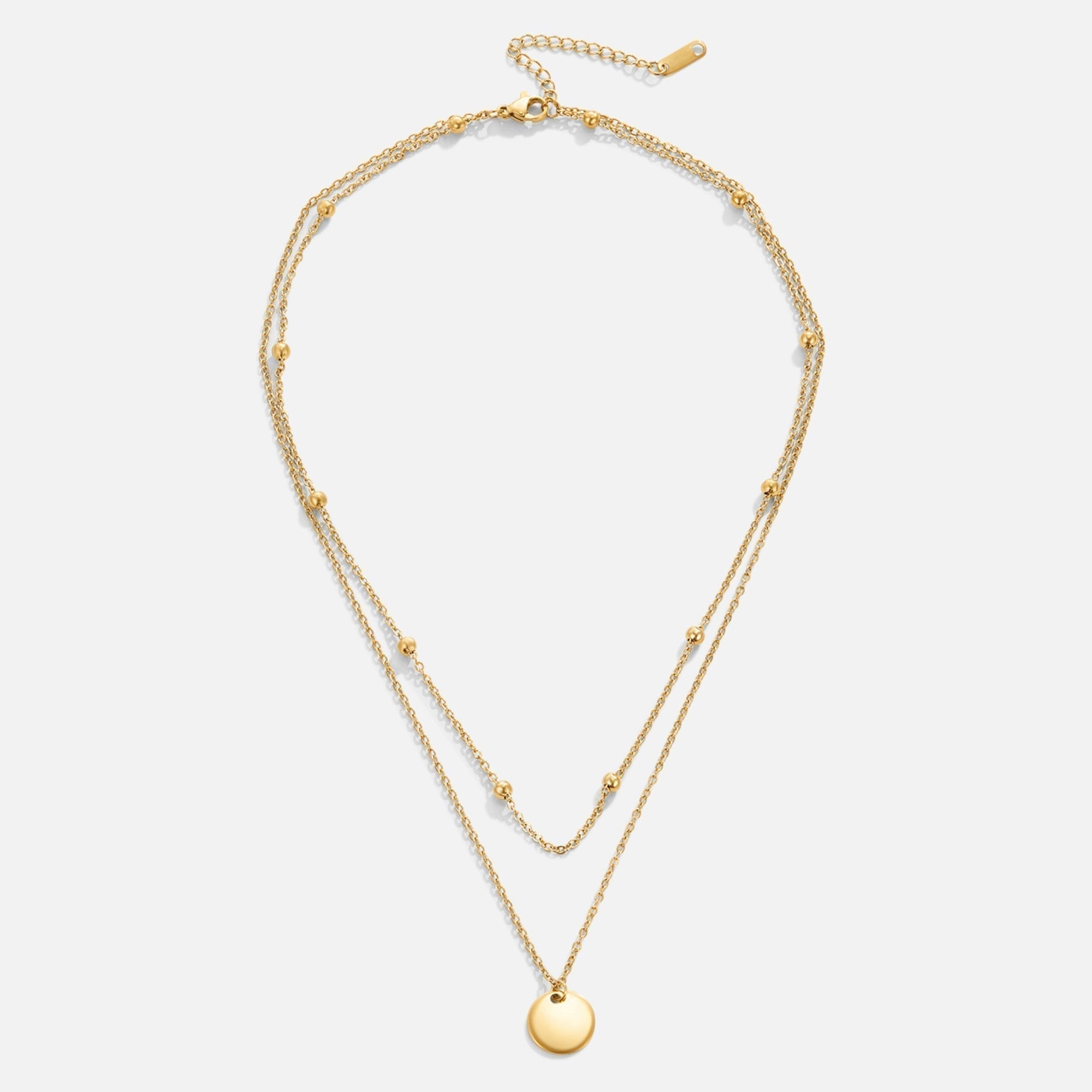 Layered Disc Gold Necklace — Waterproof Multi-Strand Coin Necklace