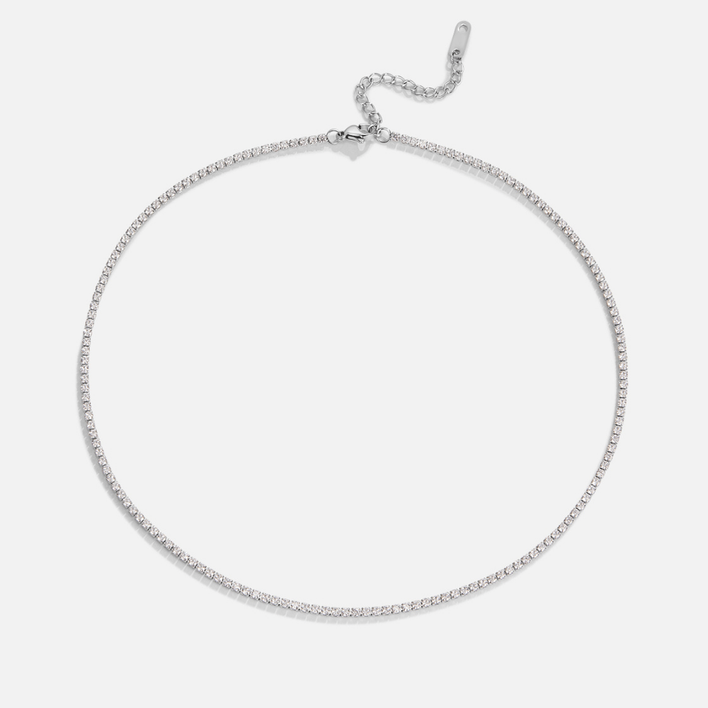 Lexi Silver Crystal Necklace — Waterproof Sparkling Everyday Pendant Necklace