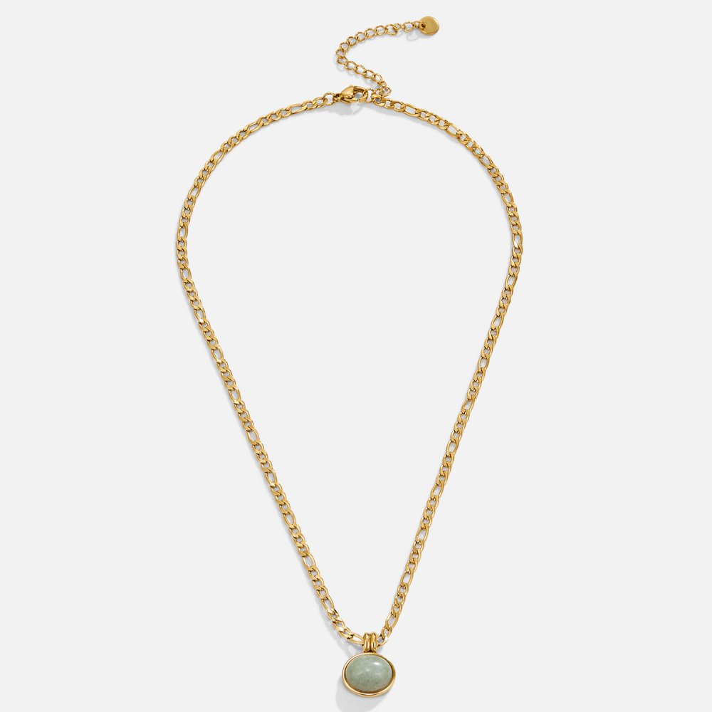 Liza Jade Pendant Necklace — Waterproof Green Stone Gold Necklace