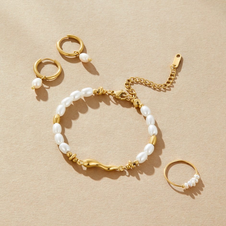 Love Freshwater Pearl Gold Bracelet — Elegant Layering Piece