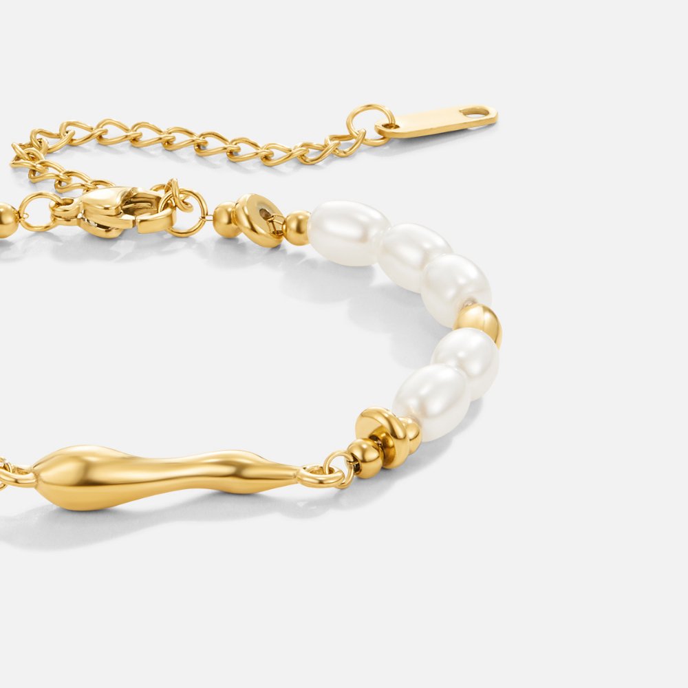 Love Freshwater Pearl Gold Bracelet — Elegant Layering Piece
